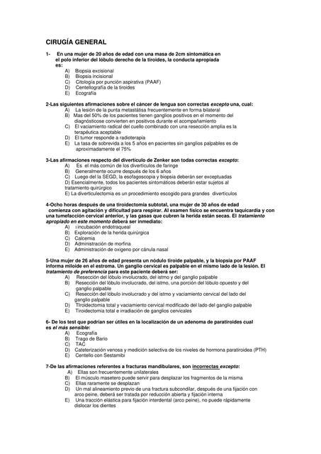 Cirug A General Banco De Preguntas Frecuentes Jean Marcos Zamora