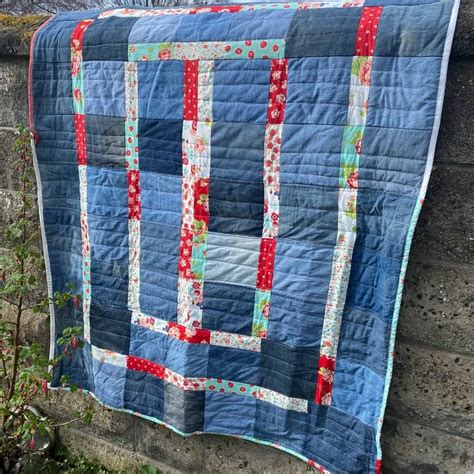 Quick Denim Quilt Improv Quilt With Instructions Scrap Fabric Love