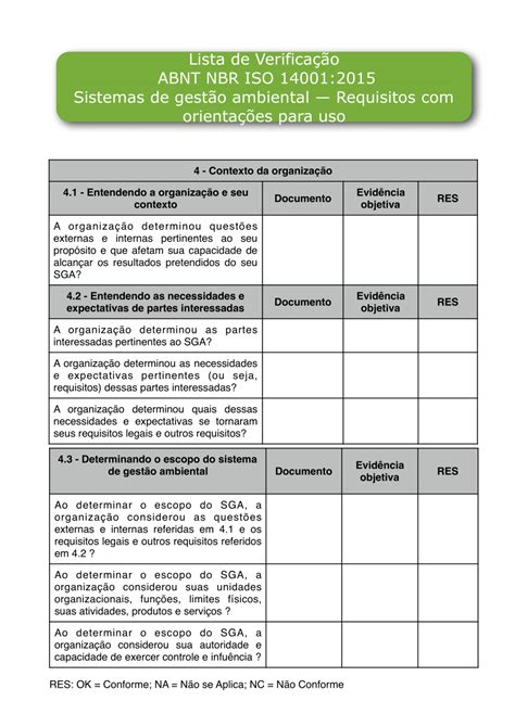 Pdf Roteiro De Auditoria Nbr Iso 140012015