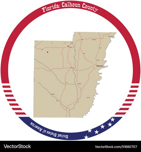 Map Of Calhoun County In Florida Usa Royalty Free Vector