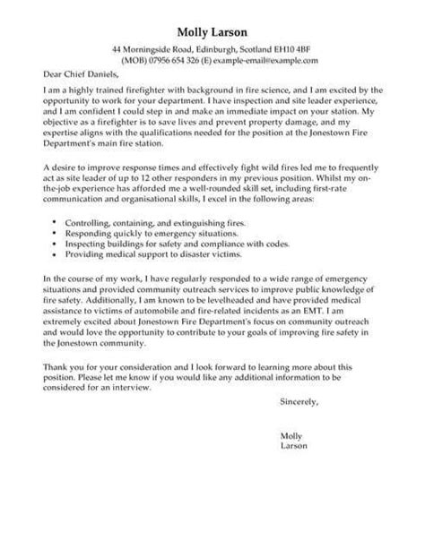 Firefighter Cover Letter Template Cover Letter Templates And Examples