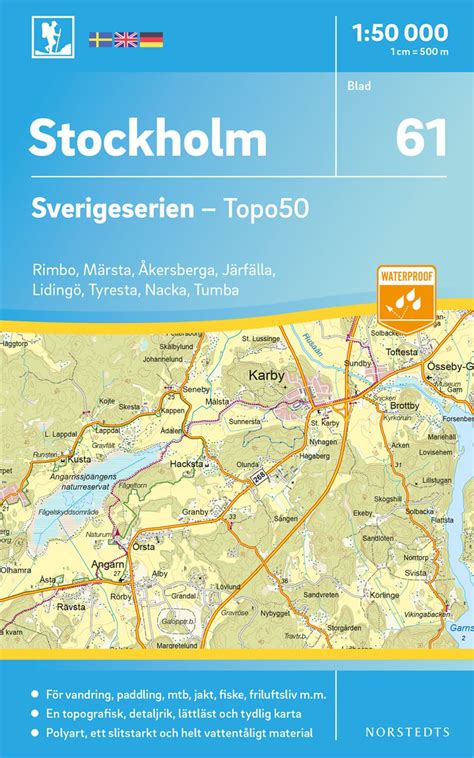 Stockholm Wanderkarte 1 50 000 Schweden Topo50 Blatt 61