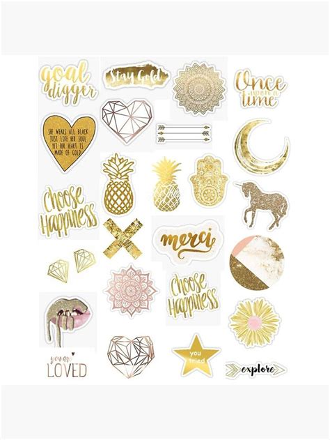 Gold Sticker Pack Sticker By Lauren53103 Redbubble Aesthetic