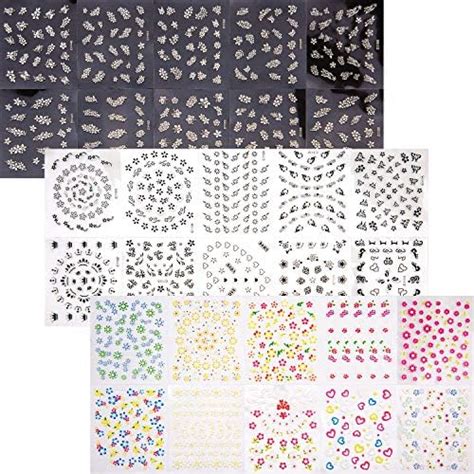 LUTER 30 Sheets 3D Design Nail Stickers Self Adhesive Nail Art Stickers