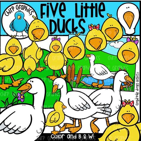 Five Little Ducks Clip Art Set Chirp Graphics - Etsy