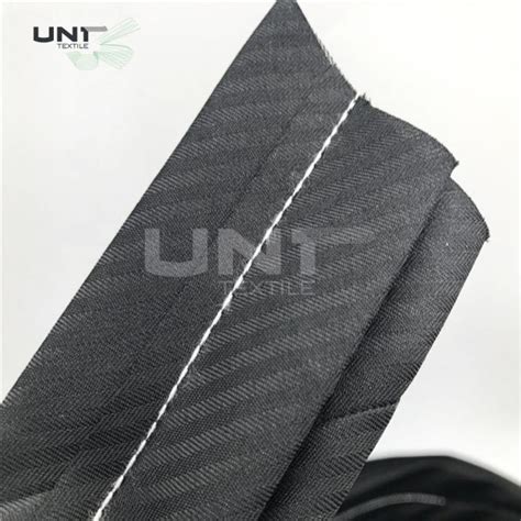 Black Woven Fishbone Waistband Lining Wear Resistant For Trousers