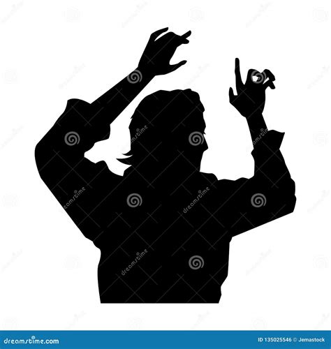 Rock Star Male Silhouette Stock Vector Illustration Of Cheering