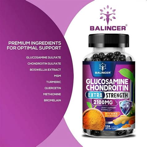 Balincer Glucosamine Chondroitin Msm Triple Strength 2100mg Joint Supplement With Turmeric Non