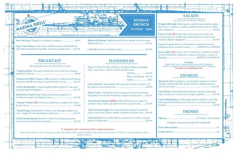 Menu At Marina Grill Pub And Bar Wilmington