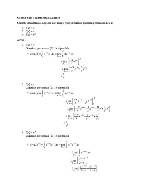 Contoh Soal Transformasi Laplace Pdf