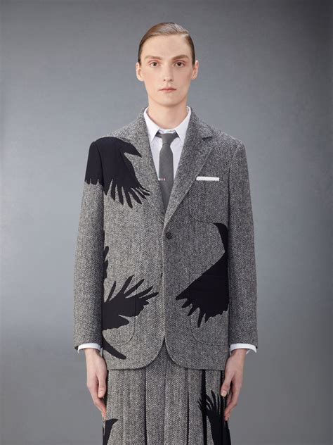 Tweed Raven Unstructured Sack Sport Coat Thom Browne