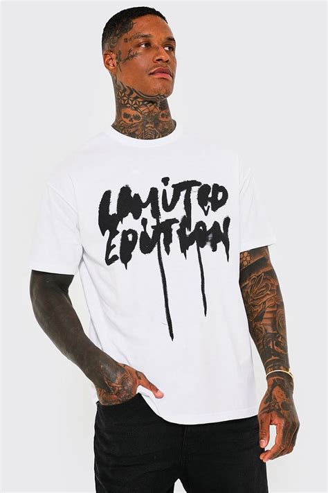 Mens Oversized Limited Edition Drip Print T Shirt Boohoo Uk