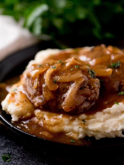 Hamburger Steak with Onion Gravy - Sweetly Splendid