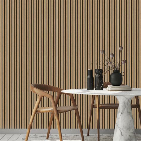 Natural Oak Decorative Acoustic Slat Wall Panel 2400mm X 600mm Fab