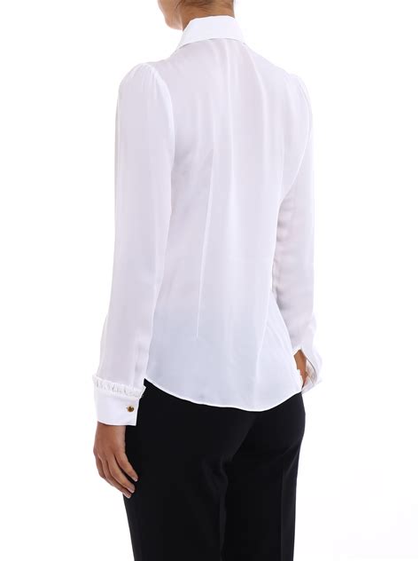 Michael Kors White Silk Ruched Shirt Shirts Mu74l70vy0100