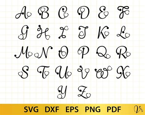 Stethoscope Alphabet Svg Files For Cricut Medical Font Svg Etsy