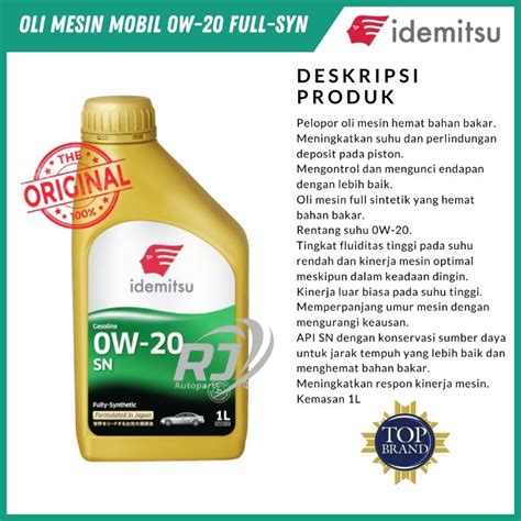 Jual Oli Mesin Mobil Idemitsu W Full Sintetic Kemasan Liter