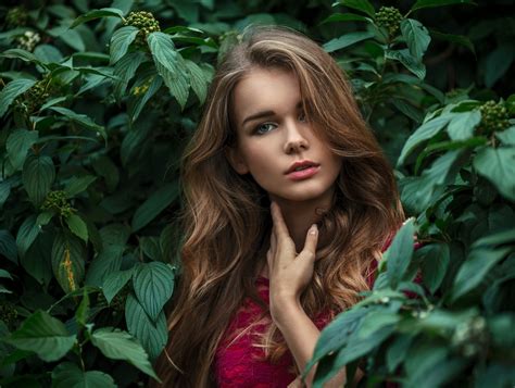 Women Portrait Blonde Plants Dmitrij Butvilovskij Leaves Irina Regent Hd Wallpaper Rare