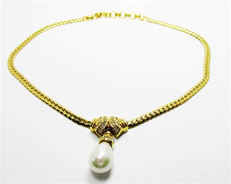 Christian Dior Vintage Jewelry Exceptional Diamante and Pearl Necklace