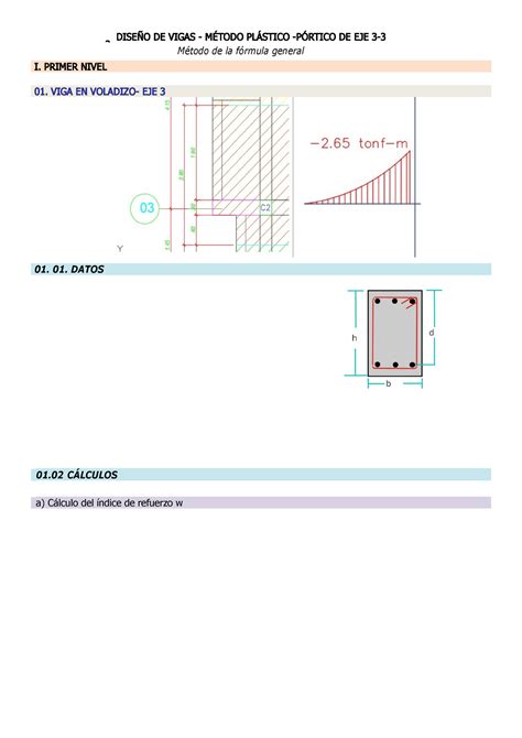 Diseño DE Vigas Método Plástico Primer Nivel Método de la fórmula