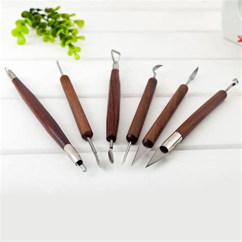 Acheter 6PCS Sculpting Tool Pottery Tools Wood Handle Pottery Set Wax