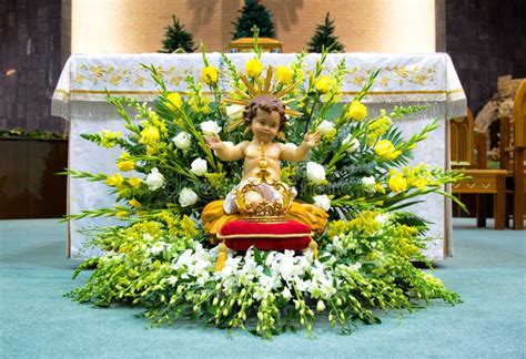 Church Altar On Feast Of Christ The King Of The Universe With Crown And