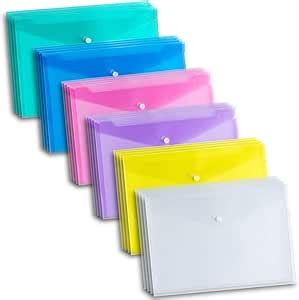 Lot De 24 Pochettes En Plastique A4 Avec Poche 6 Couleurs Amazon Fr