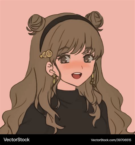 Cute Anime Girl With Horns Royalty Free Vector Image