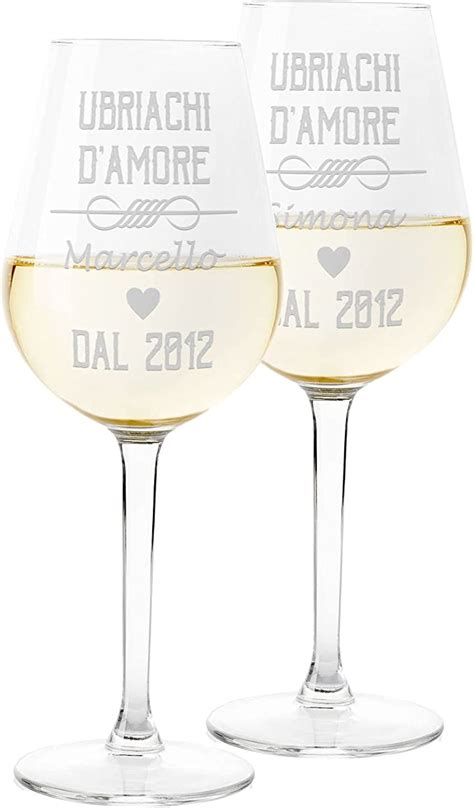 Coppia Calici Personalizzati Set Da Calici Vino Personalizzati Con