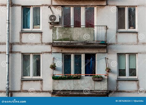 Old Khrushchevs Moscow. Historic Houses in the Center of Russia. Stock ...