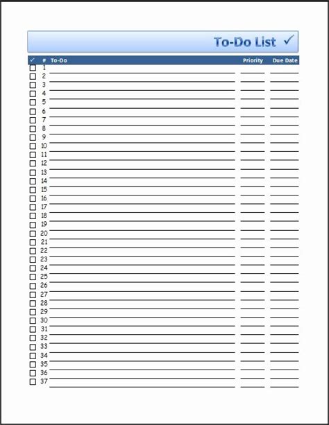 40 to Do List Templates Excel | Markmeckler Template Design