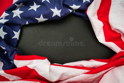 Bandera Americana En Fondo Negro Foto De Archivo Imagen De Detalle