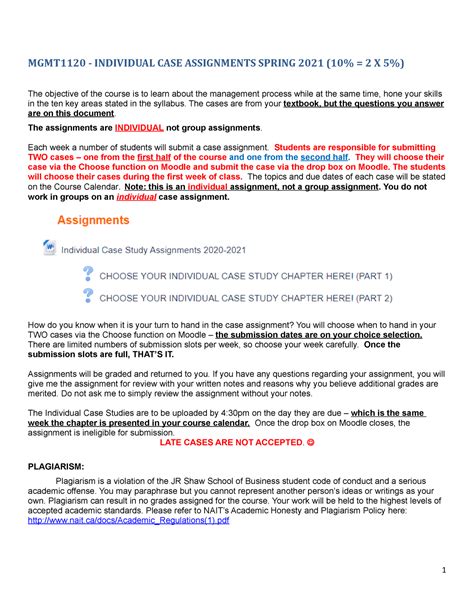 Individual Case Study Assignments 2020-2021 - MGMT1120 - INDIVIDUAL ...