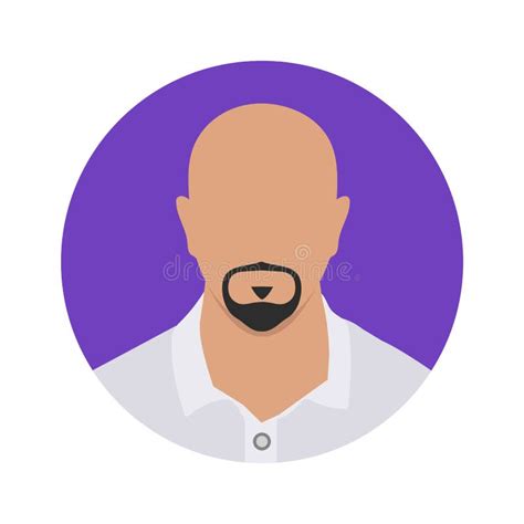 Bald Man Avatar Icon With Beard In His Mouth Stock Vector