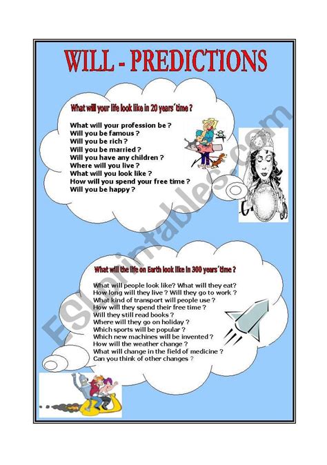 Will Predictions Speaking ESL Worksheet By Denfer