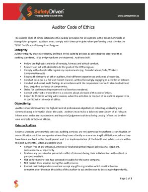 Fillable Online Code Of Ethics For Auditors Identify Apply Report