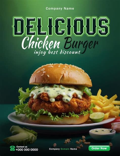 Delicious Burger Poster Template Fast Food Social Media Promotion