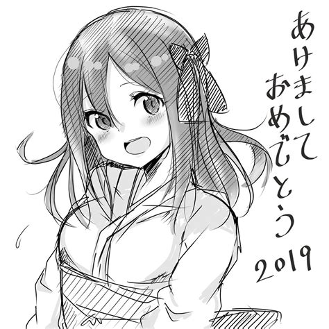 「体調良くなったので すみませんやっぱり今更なのですが、どうしてもあけおめイラスト着物で描きたかったので