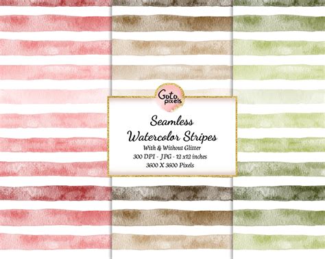 Watercolor Stripes Seamless Pattern Watercolor Stripes Etsy