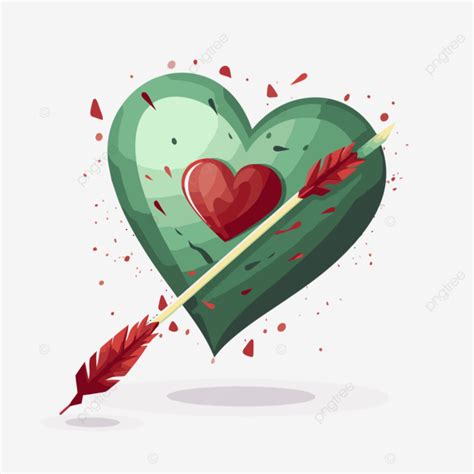 Arrow With Heart Vector Sticker Clipart Green Heart That Is Surrounded