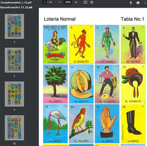 Tablas De Loteria A En Pdf Descarga Digital Imprimible Etsy