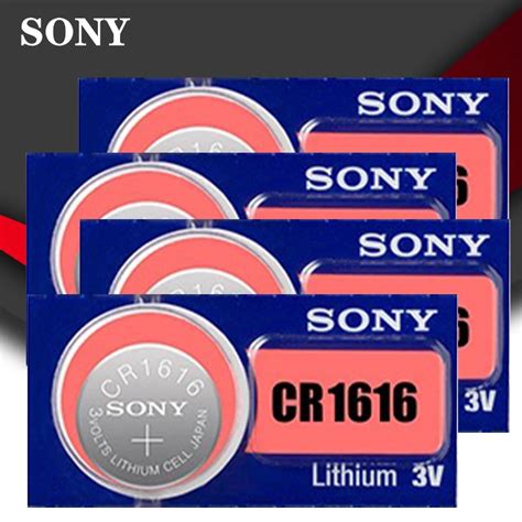 4pc Sony 100 Original CR1616 Button Cell Battery For Watch Car Remote