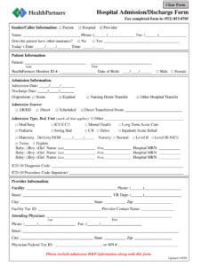 Admission Discharge Fill Online Printable Fillable Blank Pdffiller