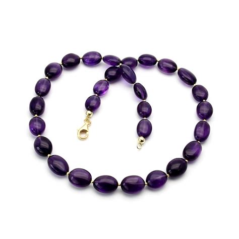 Amethyst Kette Im Edlen Violett 240 Karat 48 Cm Lang Edelsteinketten