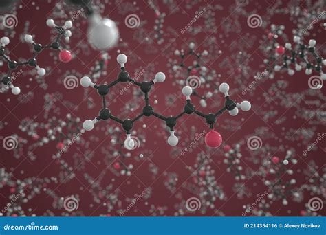 Molecule Of Benzylidene Acetone Ball And Stick Molecular Model Science Related 3d Rendering