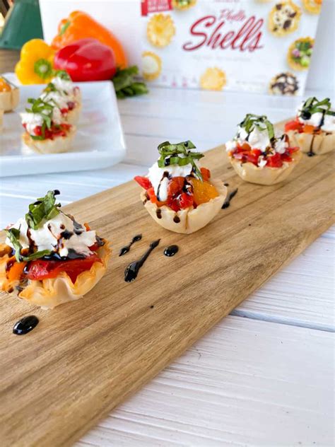 Phyllo Cups Appetizer W Roasted Peppers Burrata Cheese Aleka S Get