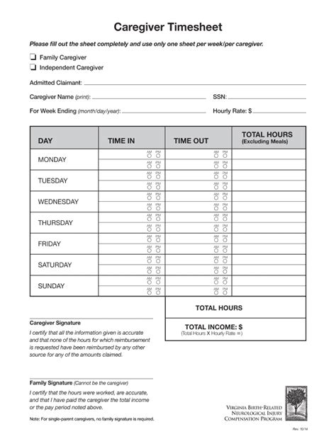 Caregiver Timesheet Template Complete With Ease Airslate Signnow