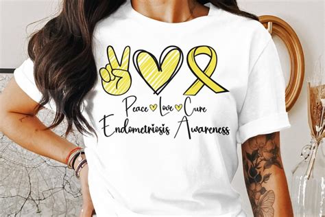 Endometriosis Awareness Svg Png Peace Love Cure