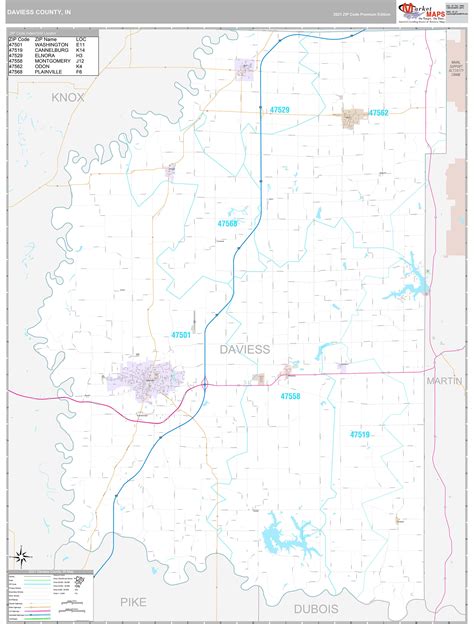 Daviess County, IN Wall Map Premium Style by MarketMAPS - MapSales