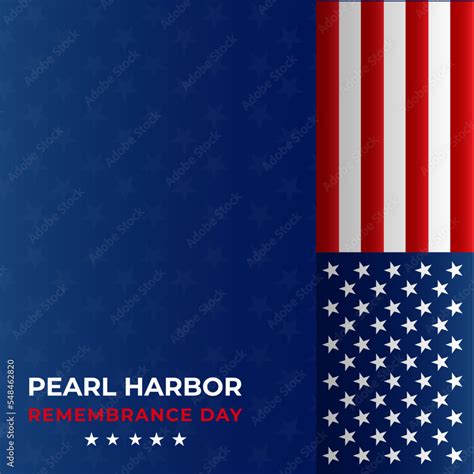 Remembrance day of Pearl Harbor December 7 with Dark American flag and typography. Remembering ...